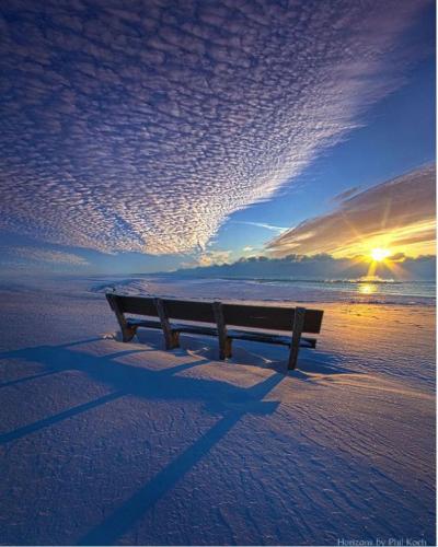 A Stunning Sunrise Sky on the shore of Lake Michigan in Racine, Wisconsin
