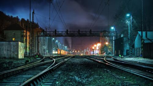 Urban train tracks.