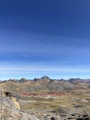 View of the Rajuntay Mountain from San Andres Mountain, Peruvian andes at 5100 meters