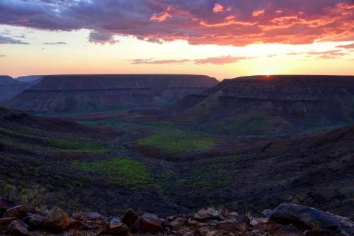 Sunset on the Etendeka Plateau near Grootberg in Damaraland, Namibia