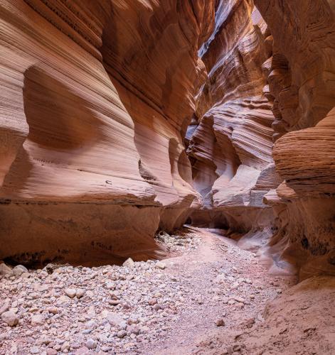 A water carved trail through the sandstone of Utah.