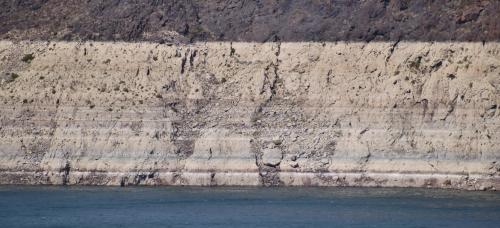 Lake Mead water levels indicated by mineral deposits