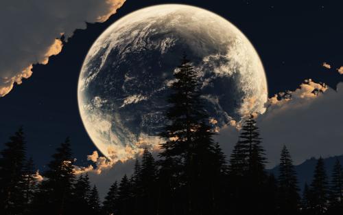 The moon up-close at night
