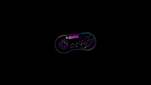 Snes controller neon minimal- I wish the background had more of a suicide squad poster feel.