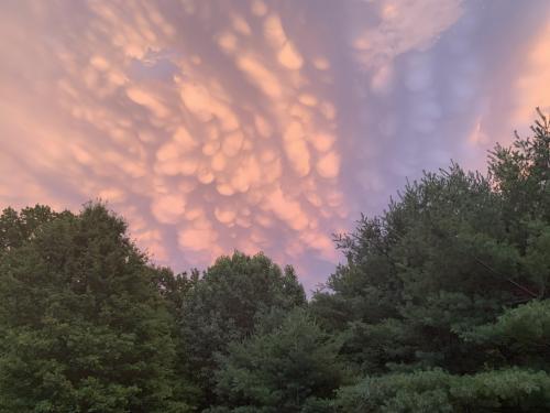 Beautiful sunset with mammatus clouds in Medina, OH