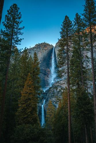 Yosemite Falls Turning to Snow