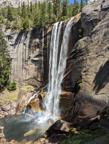 Rainbow at the bottom of Vernal Falls, CA