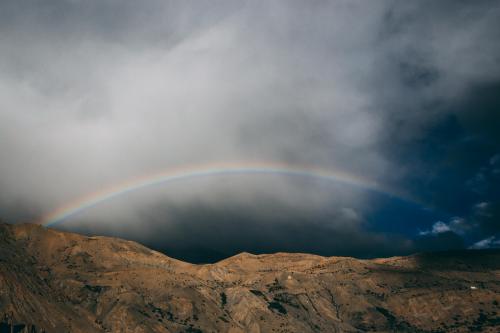 Rainbow over the mountains   Location : Dhankar village, Spiti valley.