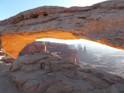 A classic sunrise scene at Mesa Arch, Canyonlands National Park, Utah, USA