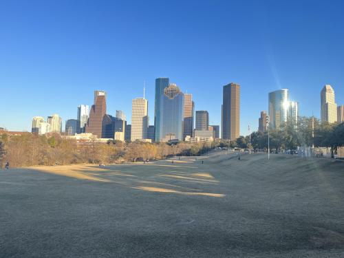 afternoon light on Houston, TX skyline