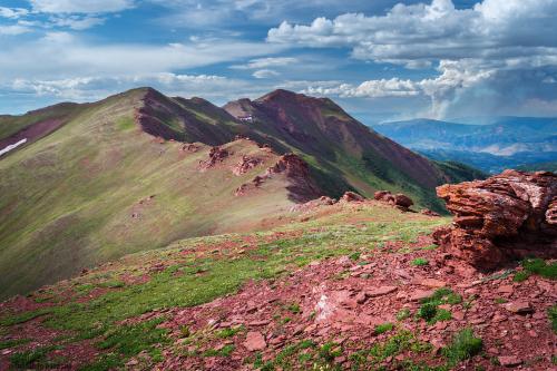 Distant smoke plume, Elk Mountains USA