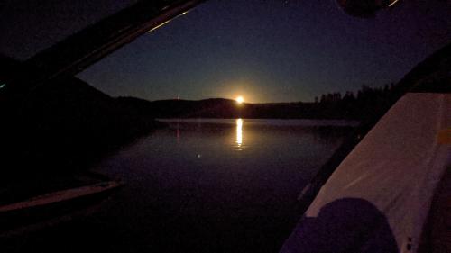 Amazing view of moon setting on my favorite lake