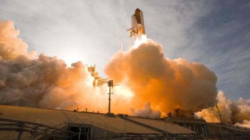 Launching of White Space Shuttle