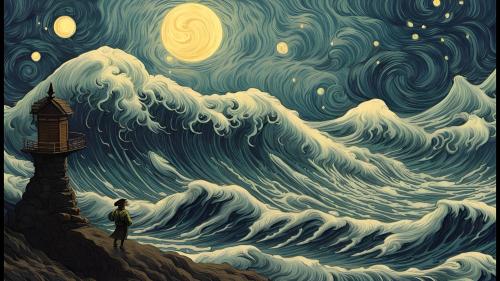 Wave off Kanagawa in Van Gogh Style