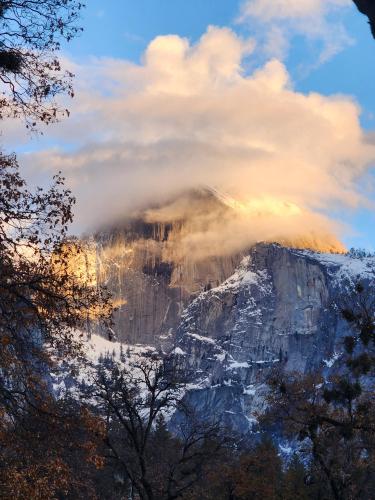Half Dome in Yosemite at Sunset in Winter