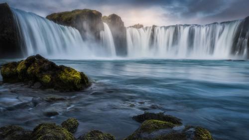 Godafoss Waterfall Landscape Scenery