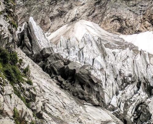 Ice, rock and a bit of green, near Argentière France