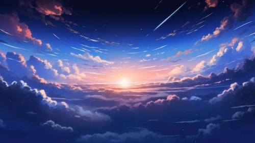 Anime Sunset Sky AI Generated