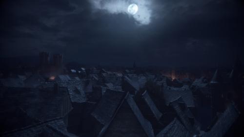 French medieval town at night