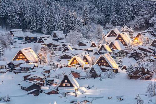 Village of Shirakawago During Winter , Japan.