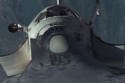 Shuttle from ISS. You folks seemed to like that photo I posted yesterday. This is the next photo from that series. You can see this is discovery.
