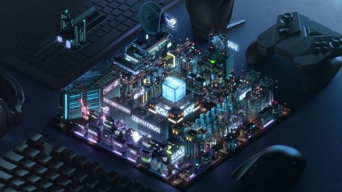 Mainboard as a Neon City - ROG Zephyrus ,made by ASUS®