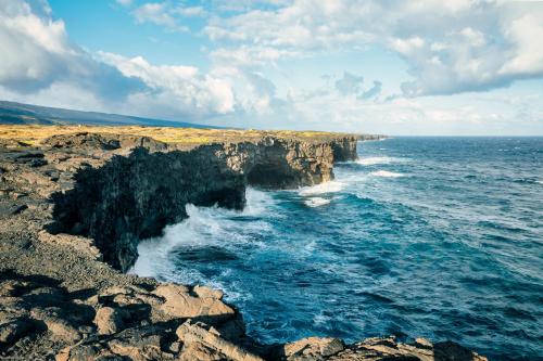 Kilauea Volcano’s sharp cliffs on the big island of Hawai’i