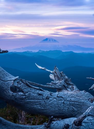 Wildfire sunset over Mt. Rainier