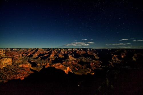 The Grand Canyon illuminated by the full moon