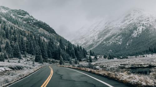 The Road in the Alpine Mountains