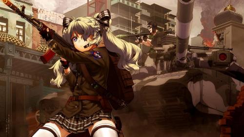 Anime Girls gun military Skirt Tank weapon