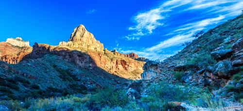 Morning light on the North Kaibab Trial. Grand Canyon National Park, Arizona.