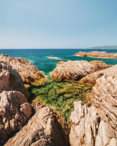 The clear waters of the Mediterranean Sea near Ajaccio, Corsica