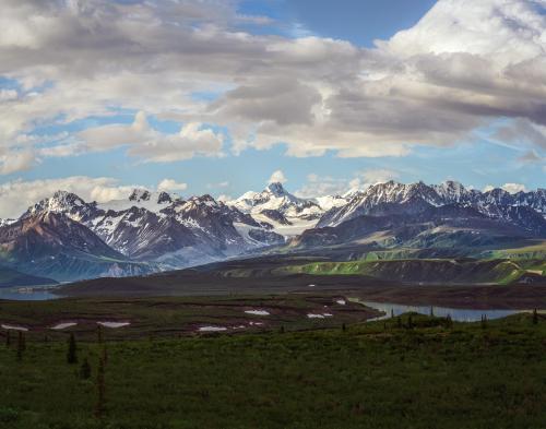 Minya Peak and the Gulkana Glacier in the eastern Alaska Range near the town of Paxson, Alaska.