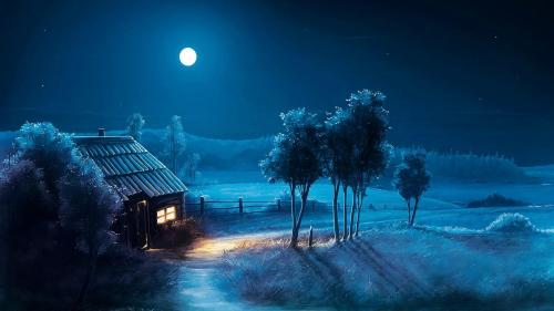 House in the middle of night