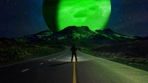 road silhouette mountains