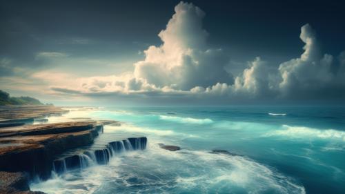 Waterfalls Sea Scenery