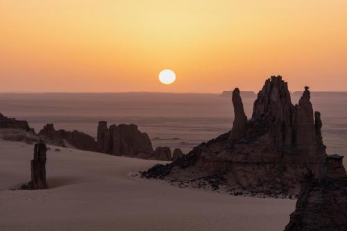 Sunrise Sahara Desert of Tahaggart, Algeria