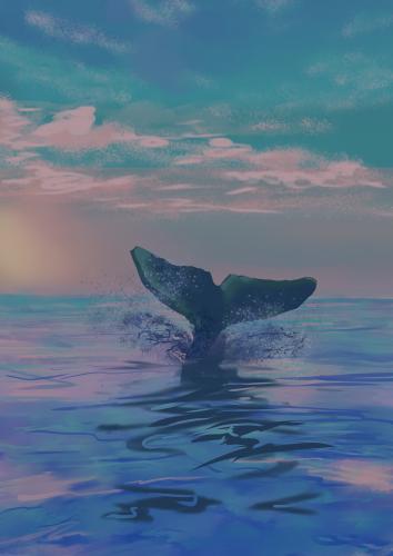 My digital painting, whale tail, me, 2022