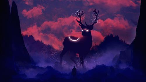Midnight Deer in the Dark of Night