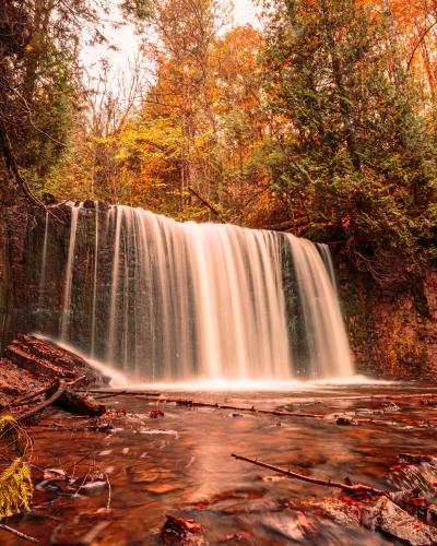 Hogg’s Falls waterfall in Flesherton, Ontario, Canada
