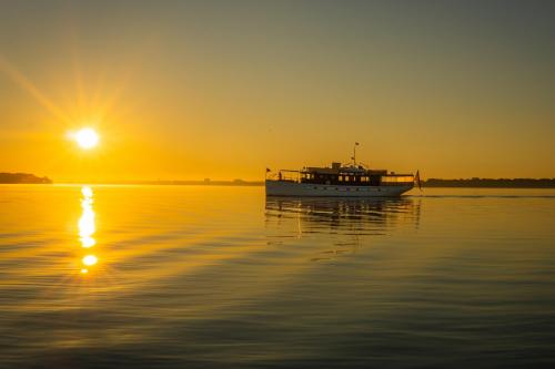 Sunrise over Muskegon Lake in Muskegon, Michigan, USA