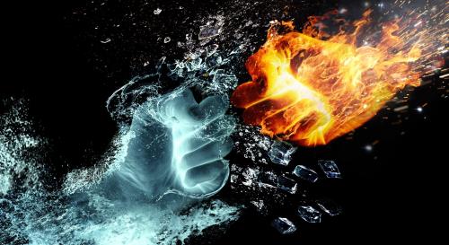 Fire and Water fist bump