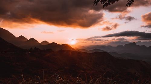 Mountain and Grass during Golden Hour