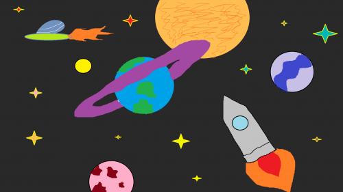 Scuffed space scene made on MS Paint