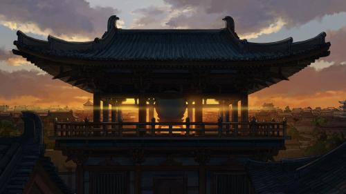 Sunrise in an ancient Chinese city