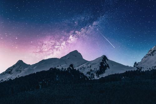 Night sky over a mountain