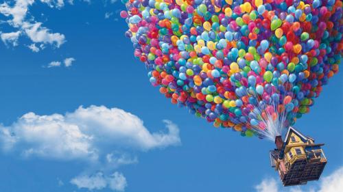 Flying House with Balloons