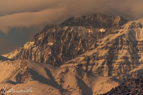 Closeup of Littoria Mountain Pike, part of the ''Cordon de los Españoles'' Mountain Range, on a Beatiful Winter Sunset