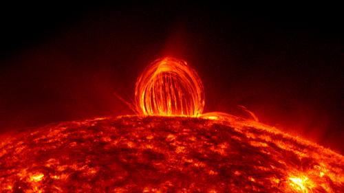 "Raindrops Falling On The Sun" "On July 19, 2012, million-degree plasma in the sun's atmosphere began to cool and fall to the surface, resulting in a dazzling magnetic display known as coronal rain." Image credit: Courtesy of NASA/GSFC/SDO
